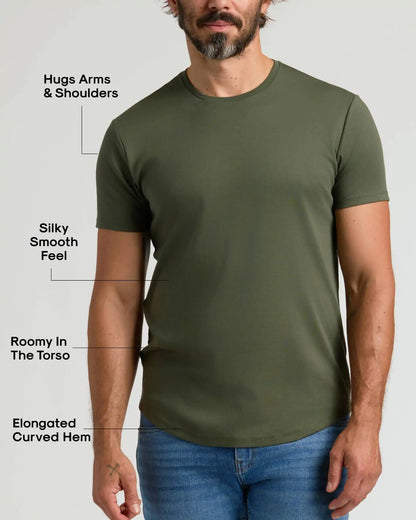 Grove Pima Cotton Blend Curved Hem Crew