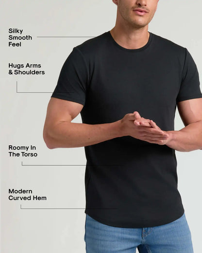 Tall Pima Cotton Blend Curved Hem Crew 2-Pack