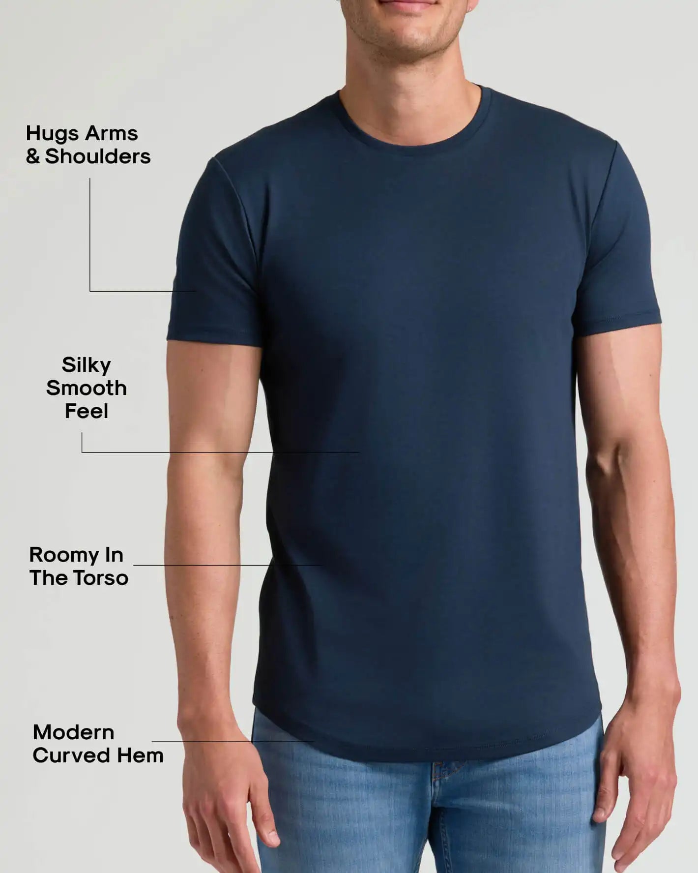 Tall Pima Cotton Blend Curved Hem Crew 2-Pack