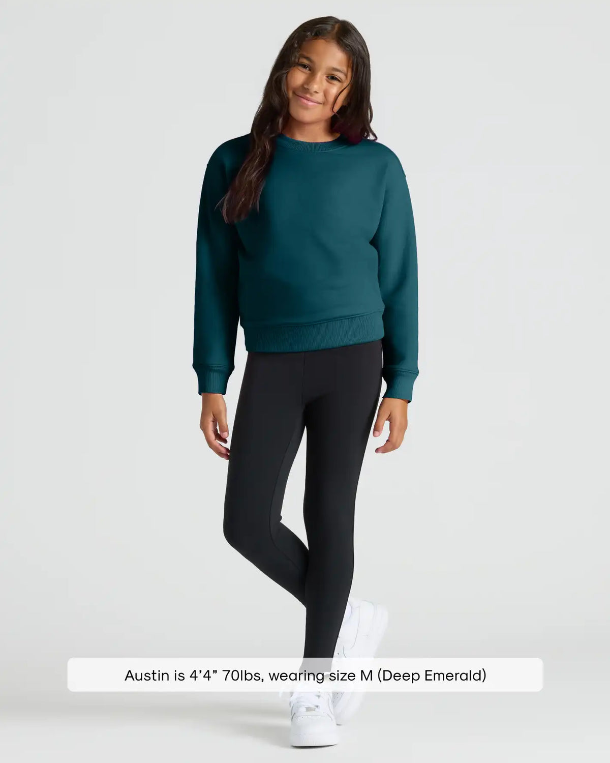 Girls Deep Emerald Slouch Pullover Crew