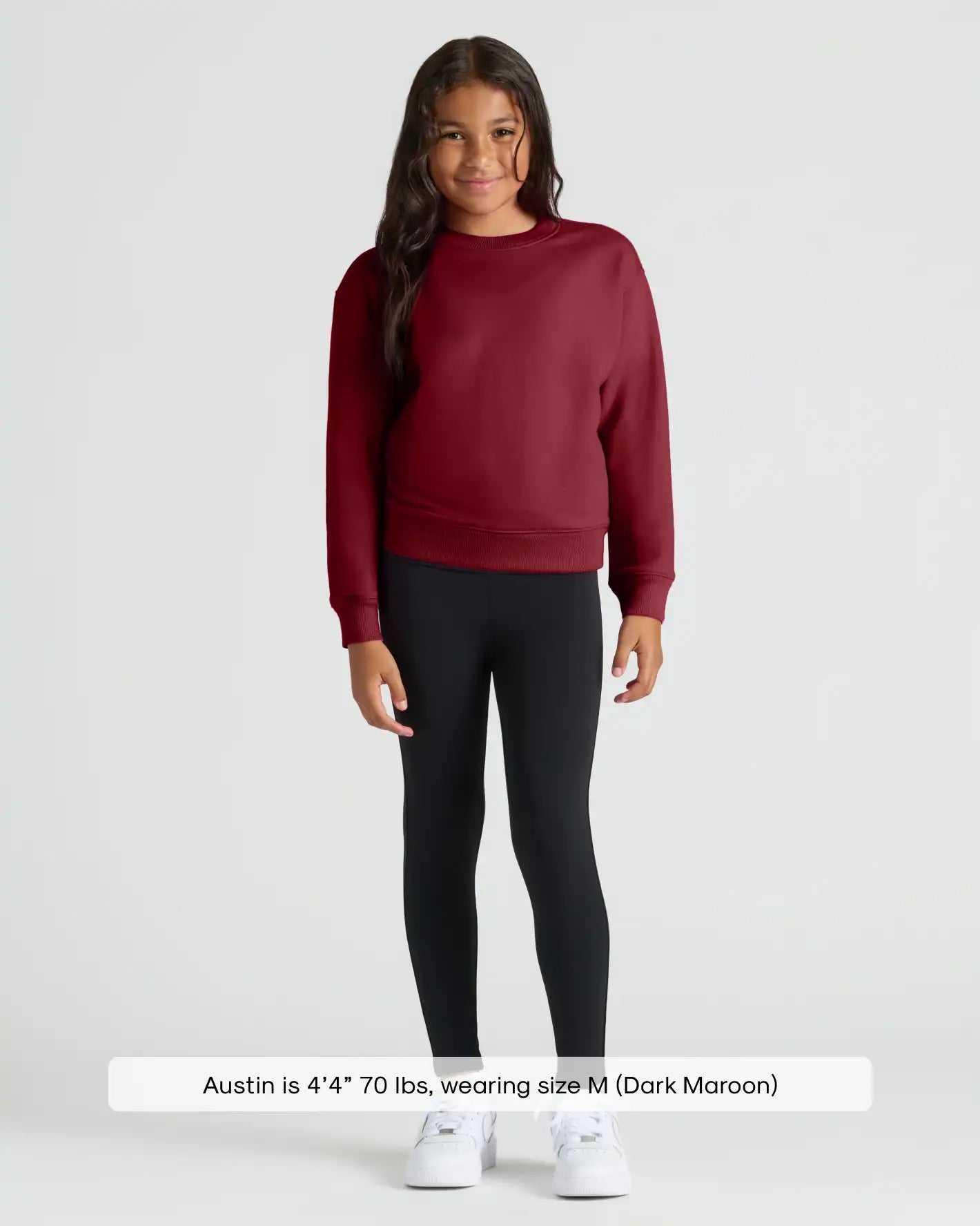 Girls Dark Maroon Slouch Pullover Crew