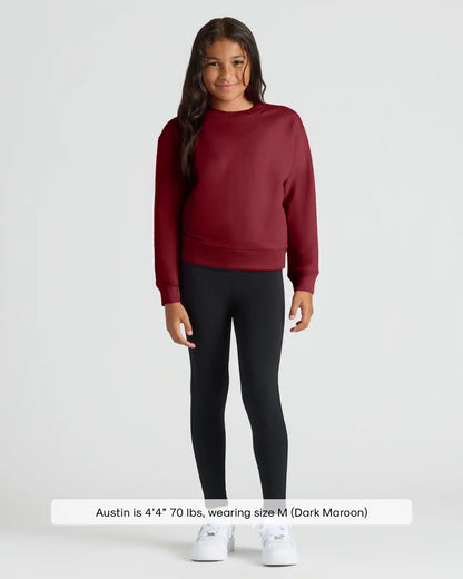 Girls Dark Maroon Slouch Pullover Crew