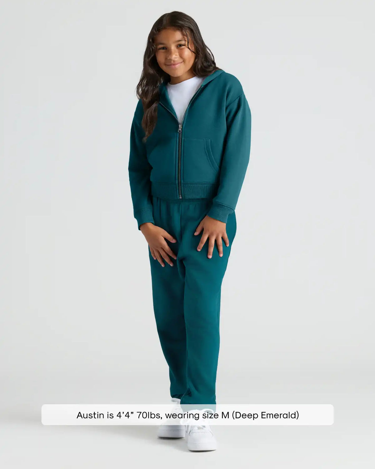 Girls Deep Emerald Cropped Zip Hoodie