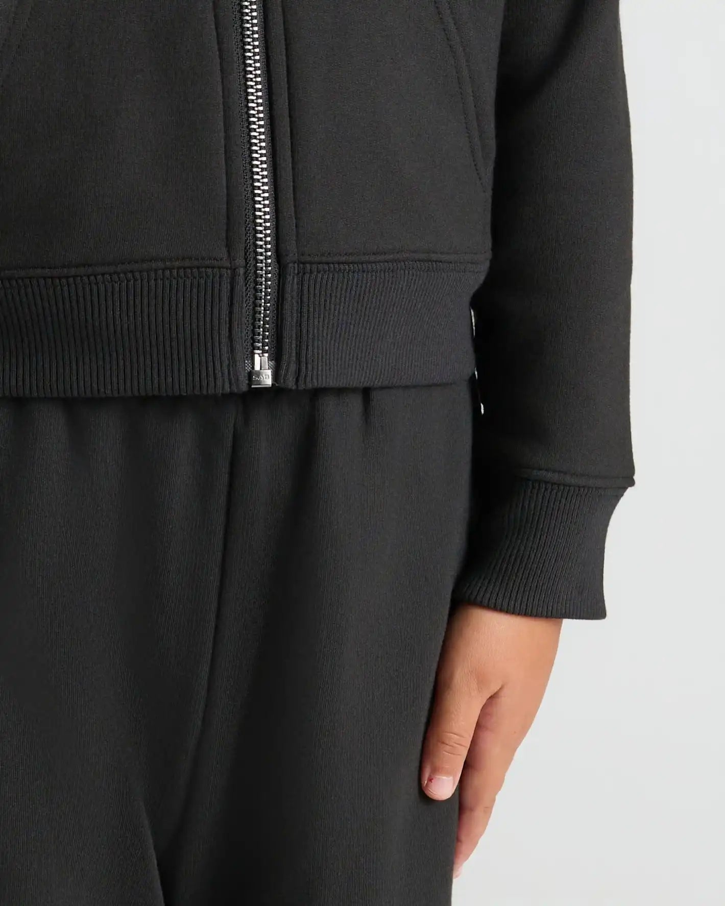 Girls Black Cropped Zip Hoodie