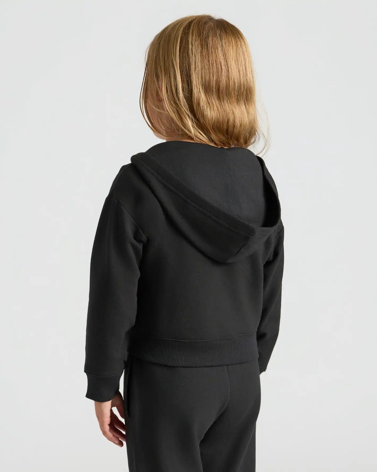 Girls Black Cropped Zip Hoodie & Relaxed Joggers 2-Pack