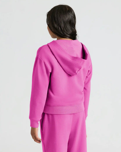 Girls Electric Fuchsia Cropped Zip Hoodie & Relaxed Joggers 2-Pack