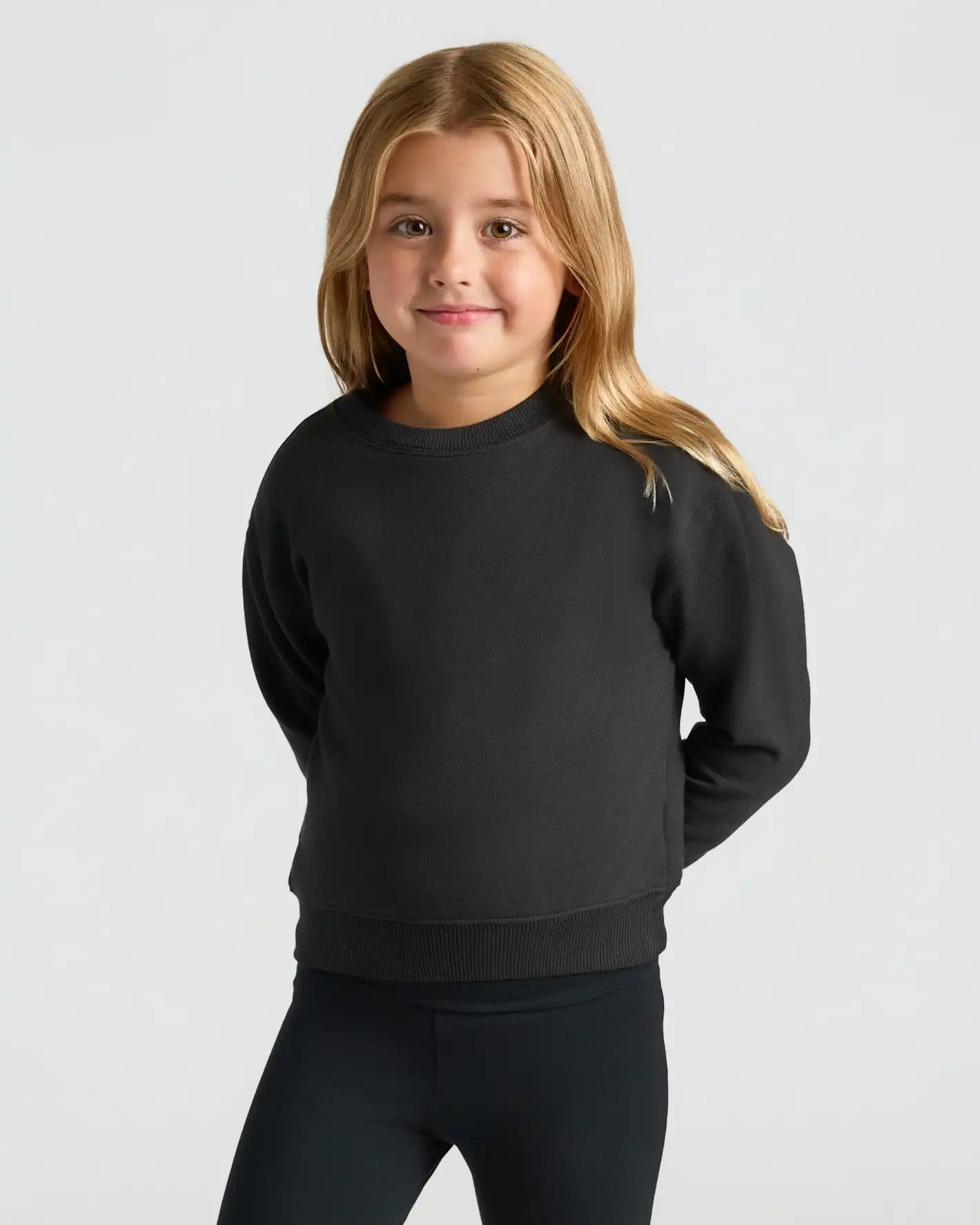 Girls Black Slouch Pullover Crew
