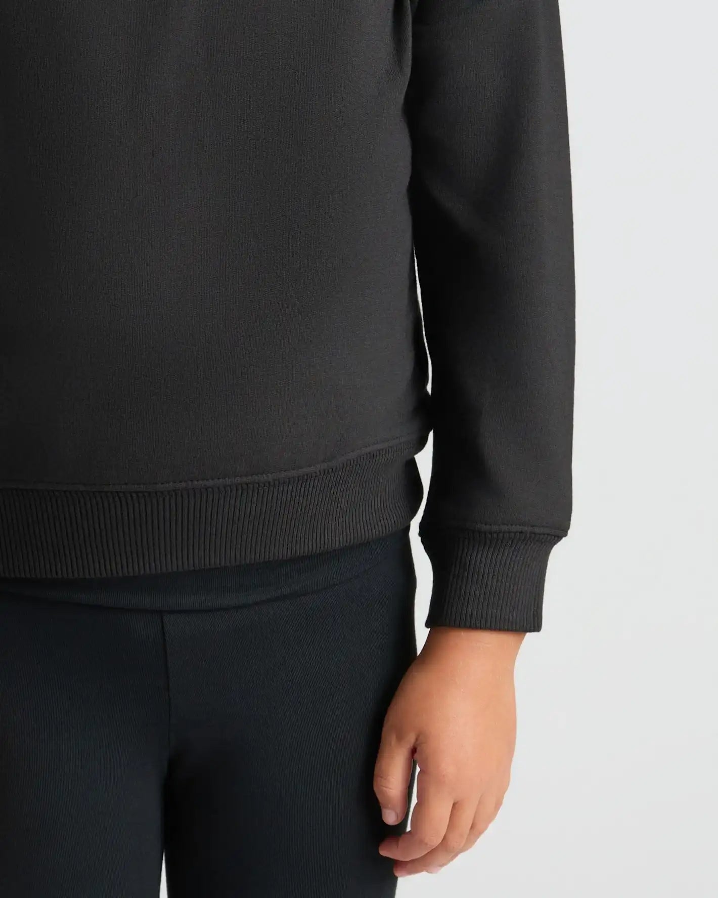 Girls Black Slouch Pullover Crew