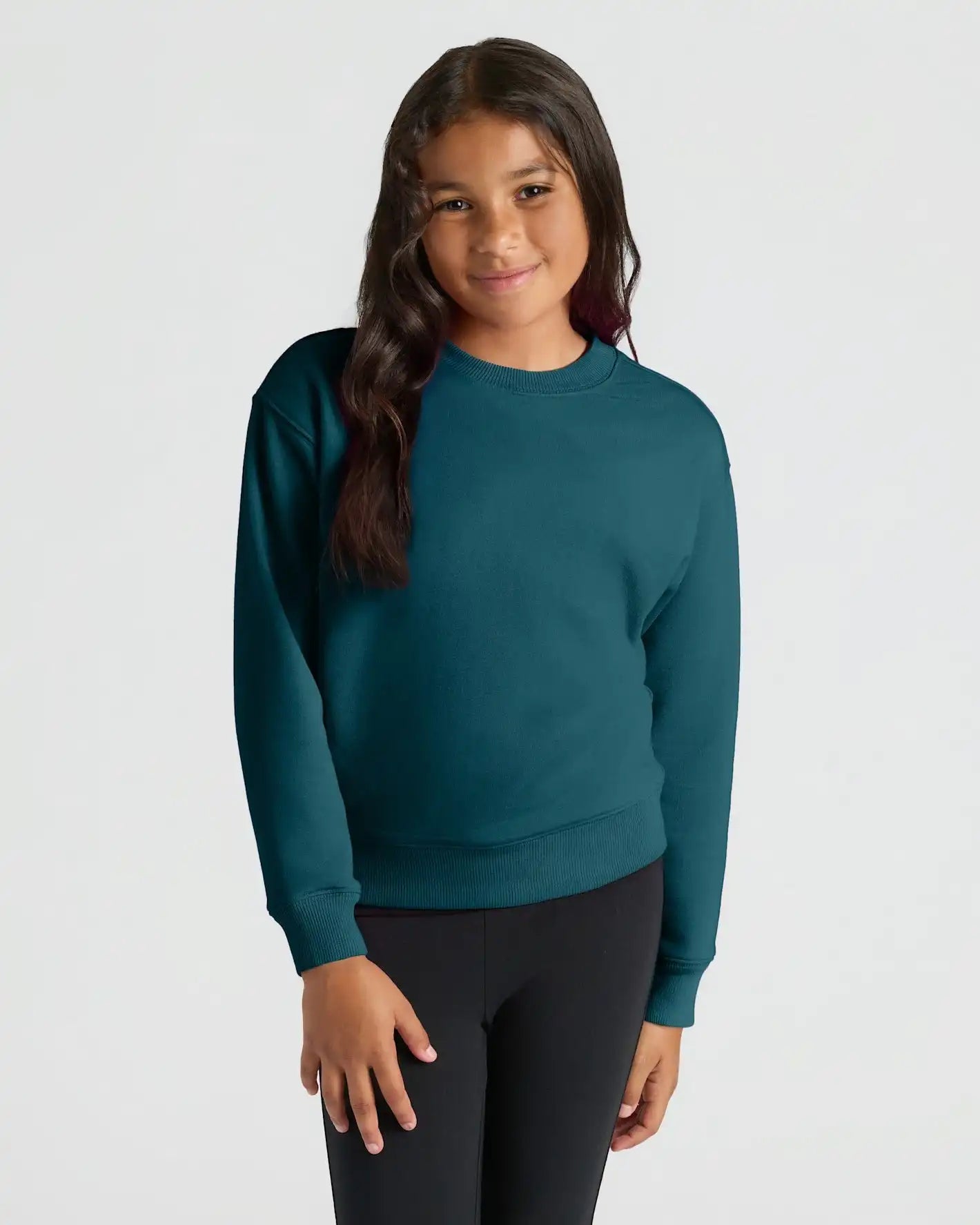 Girls Deep Emerald Slouch Pullover Crew