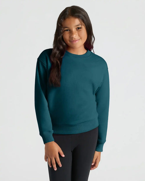 Girls Deep Emerald Slouch Pullover Crew