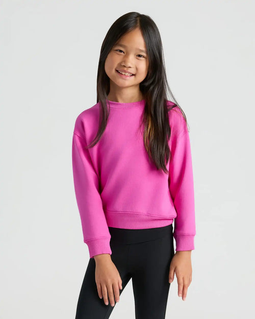 Girls Electric Fuchsia Slouch Pullover Crew