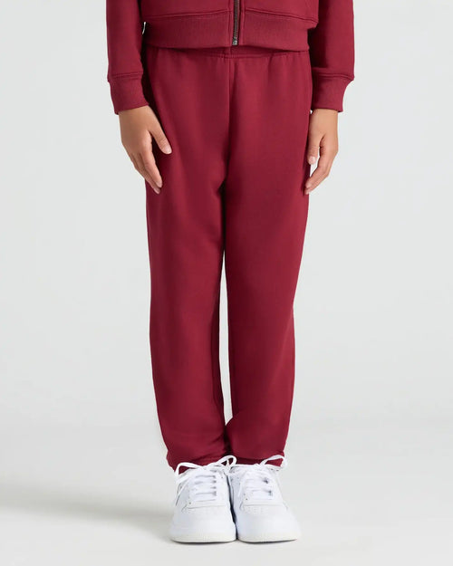 Girls Dark Maroon Relaxed Joggers