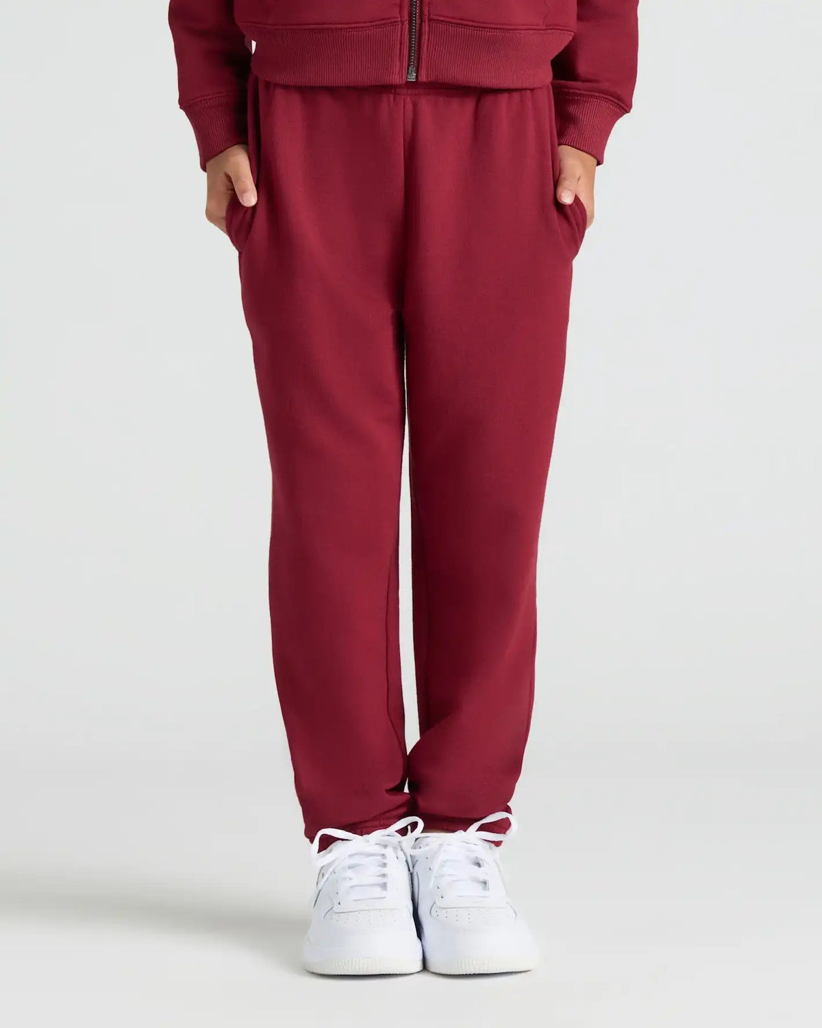 Girls Dark Maroon Relaxed Joggers