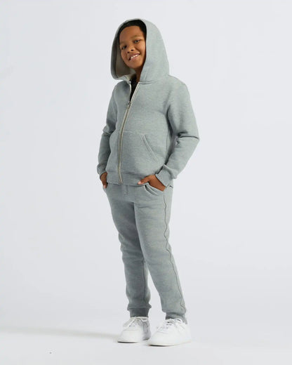 Boys' Medium Heather Gray Fleece Full Zip Hoodie