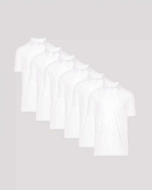 All White Active Polo 6-Pack