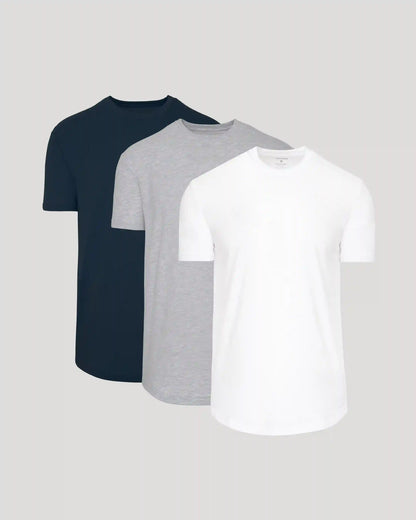 Classic Curved Hem Crew Neck 3-Pack