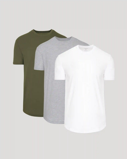 Classic Curved Hem Crew Neck 3-Pack
