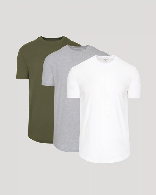 Classic Curved Hem Crew Neck 3-Pack