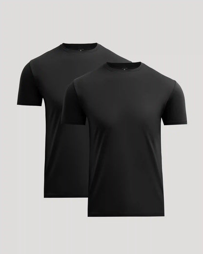All Black Pima Cotton Blend Crew 2-Pack