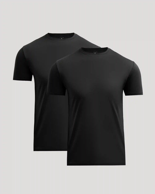 All Black Pima Cotton Blend Crew 2-Pack