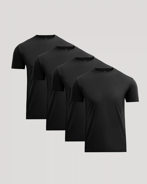 All Black Pima Cotton Blend Crew 4-Pack