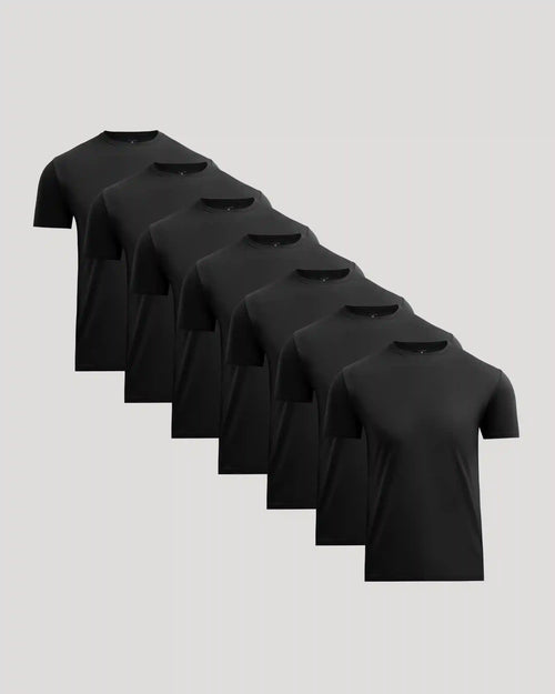 All Black Pima Cotton Blend Crew 7-Pack
