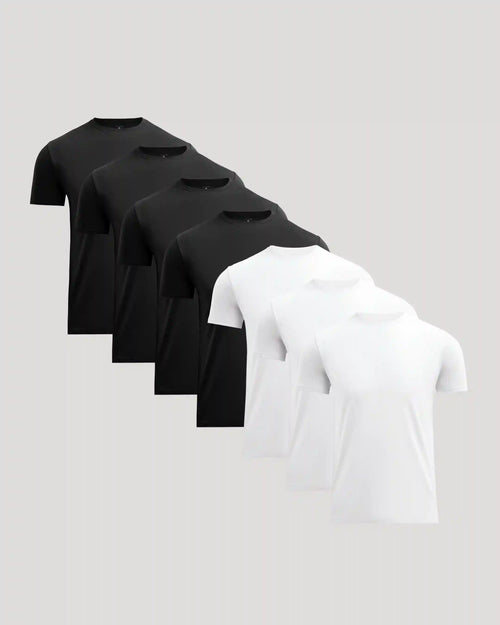 Black & White Pima Cotton Blend Crew 7-Pack
