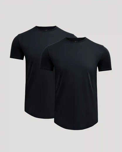 Pima Cotton Blend Curved Hem Crew 2-Pack