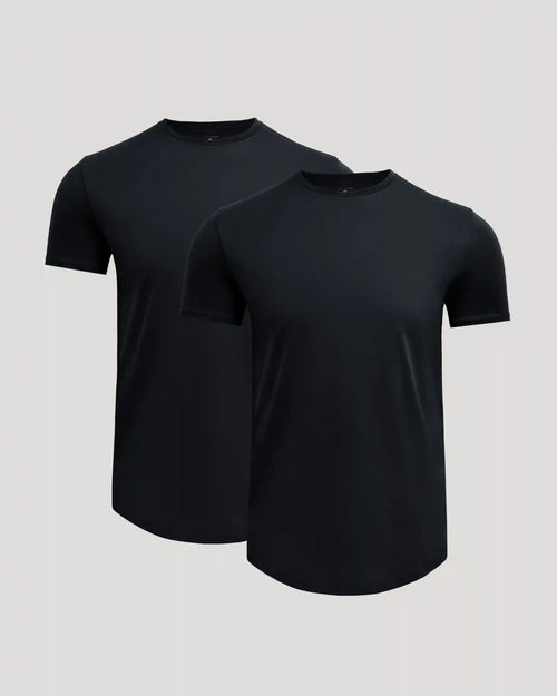 Pima Cotton Blend Curved Hem Crew 2-Pack