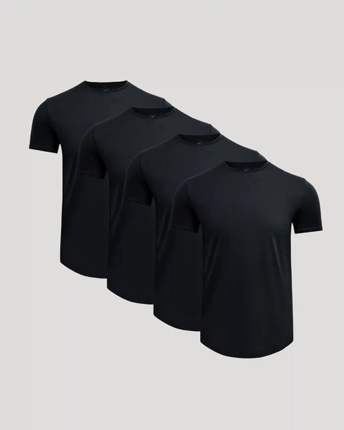 Pima Cotton Blend Curved Hem Crew 4-Pack