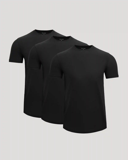 All Black Active Curved Hem Crew 3-Pack