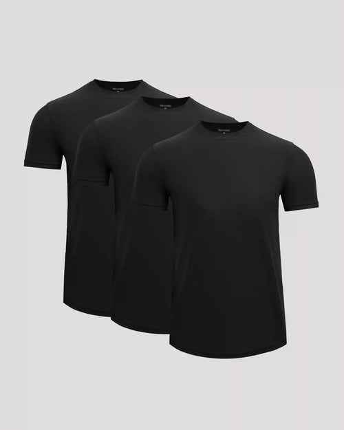 All Black Active Curved Hem Crew 3-Pack