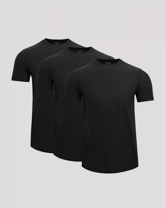 All Black Active Curved Hem Crew 3-Pack