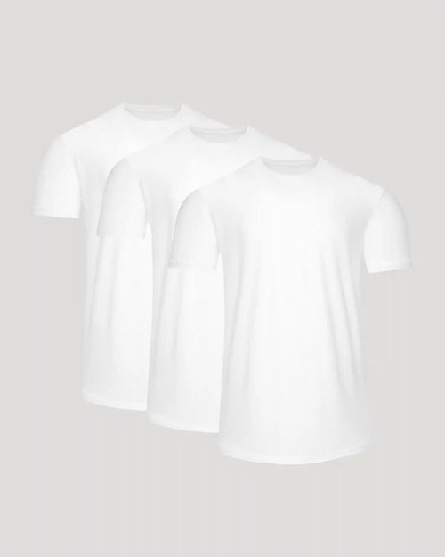 All White Active Curved Hem Crew 3-Pack