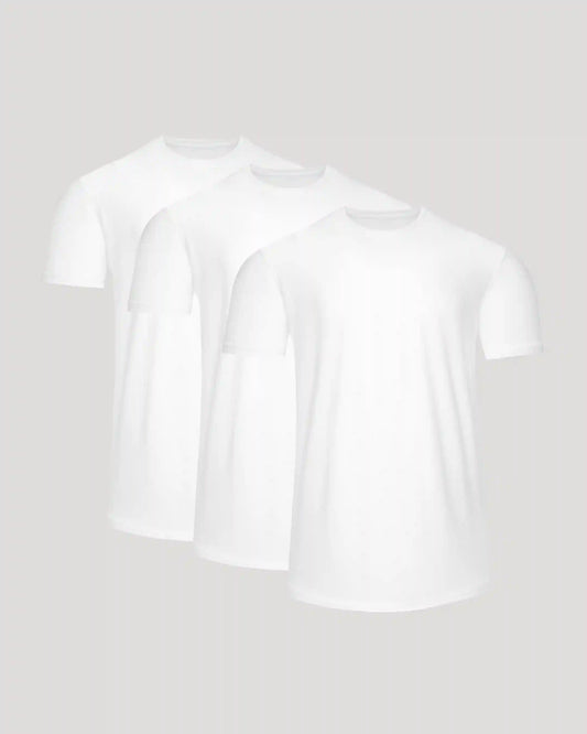 All White Active Curved Hem Crew 3-Pack