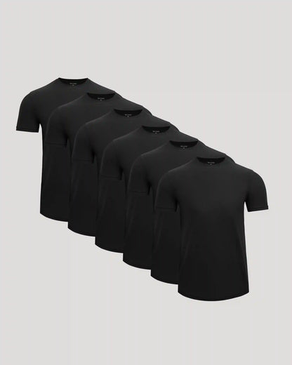 All Black Active Curved Hem Crew 6-Pack