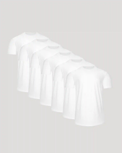 All White Active Curved Hem Crew 6-Pack