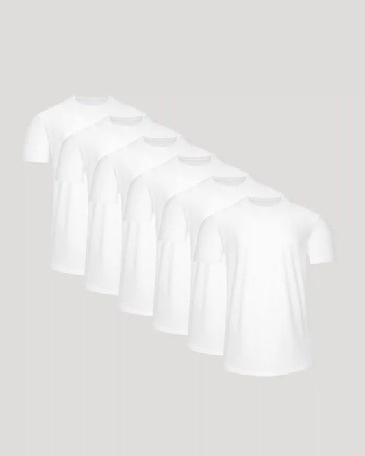 All White Active Curved Hem Crew 6-Pack