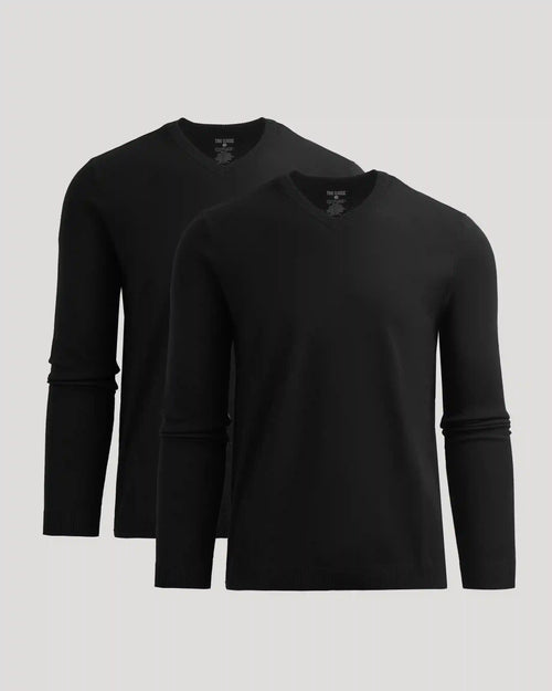 All Black Dressy V-Neck Sweater 2-Pack