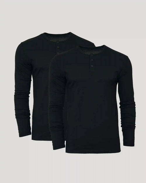 All Black Classic Henley 2-Pack