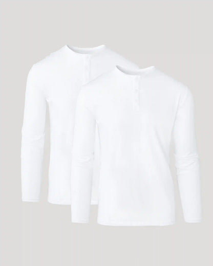 All White Classic Henley 2-Pack