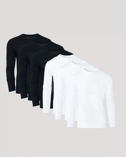 Black & White Classic Henley 6-Pack