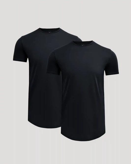 Tall Pima Cotton Blend Curved Hem Crew 2-Pack