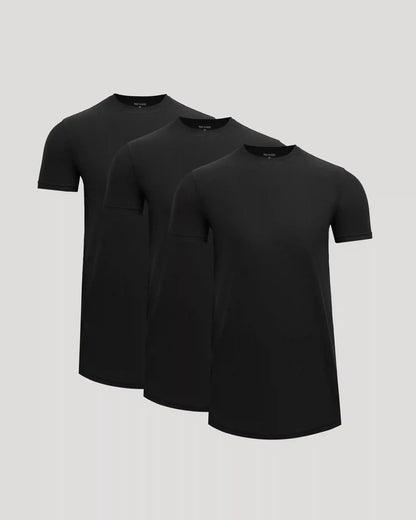 All Black Tall Active Curved Hem Crew 3-Pack