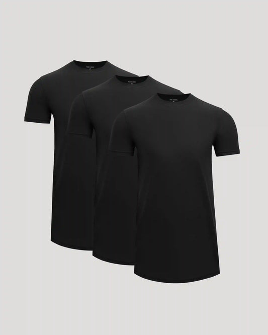 All Black Tall Active Curved Hem Crew 3-Pack