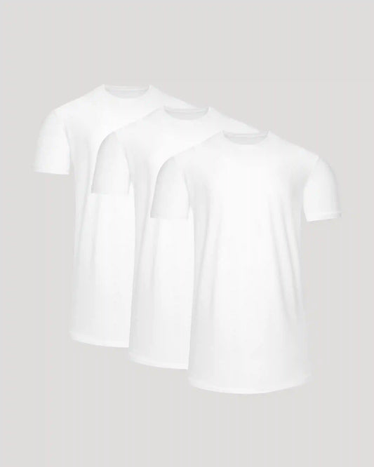 All White Tall Active Curved Hem Crew 3-Pack