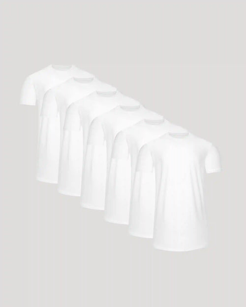 All White Tall Active Curved Hem Crew 6-Pack