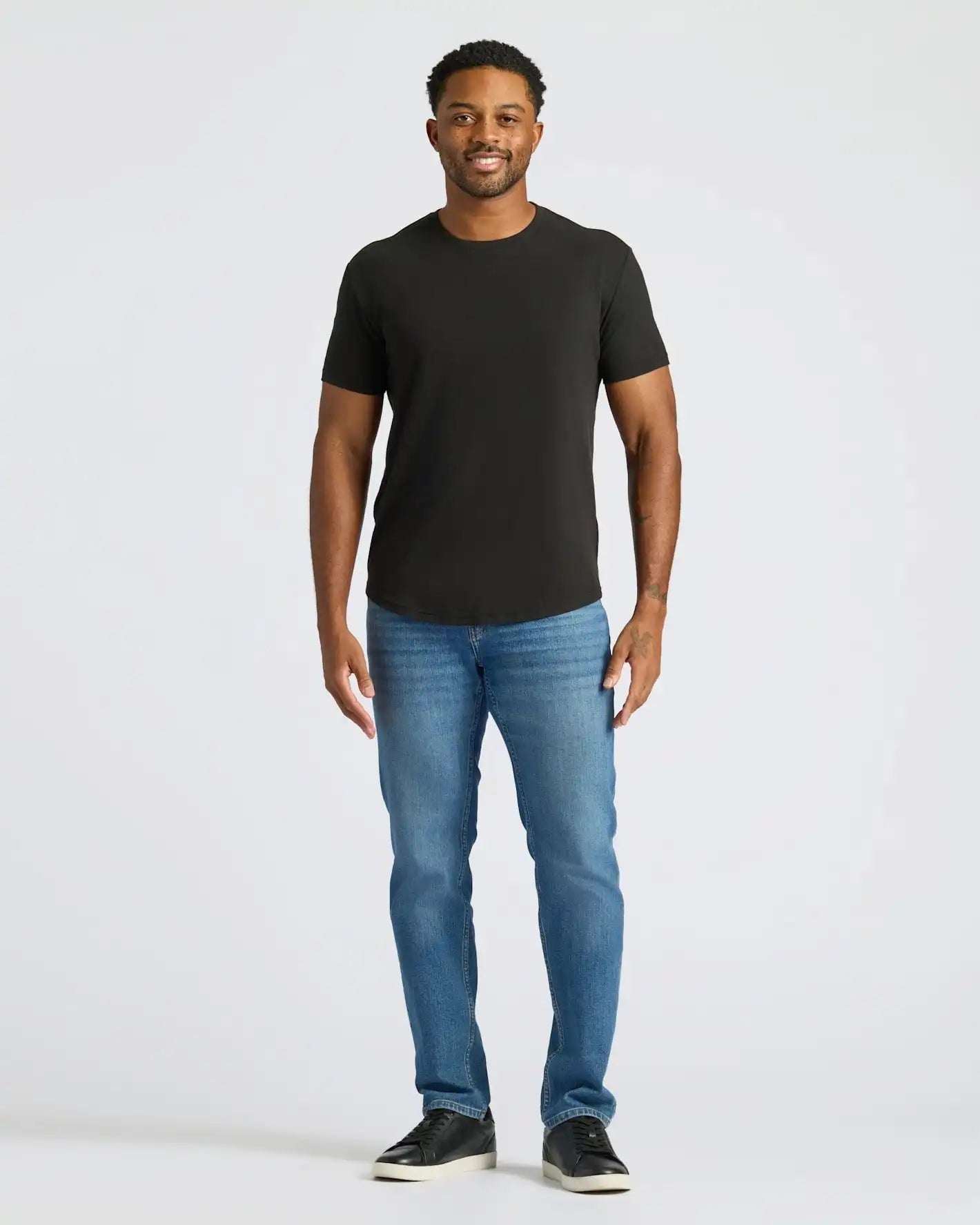 Black Curved Hem Classic Crew Neck 6-Pack