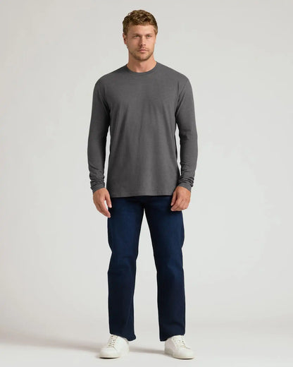 Charcoal Heather Gray Classic Long Sleeve Crew Neck