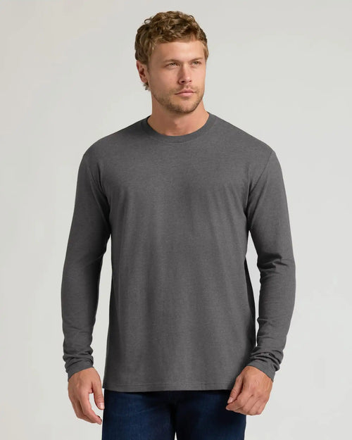 Charcoal Heather Gray Classic Long Sleeve Crew Neck